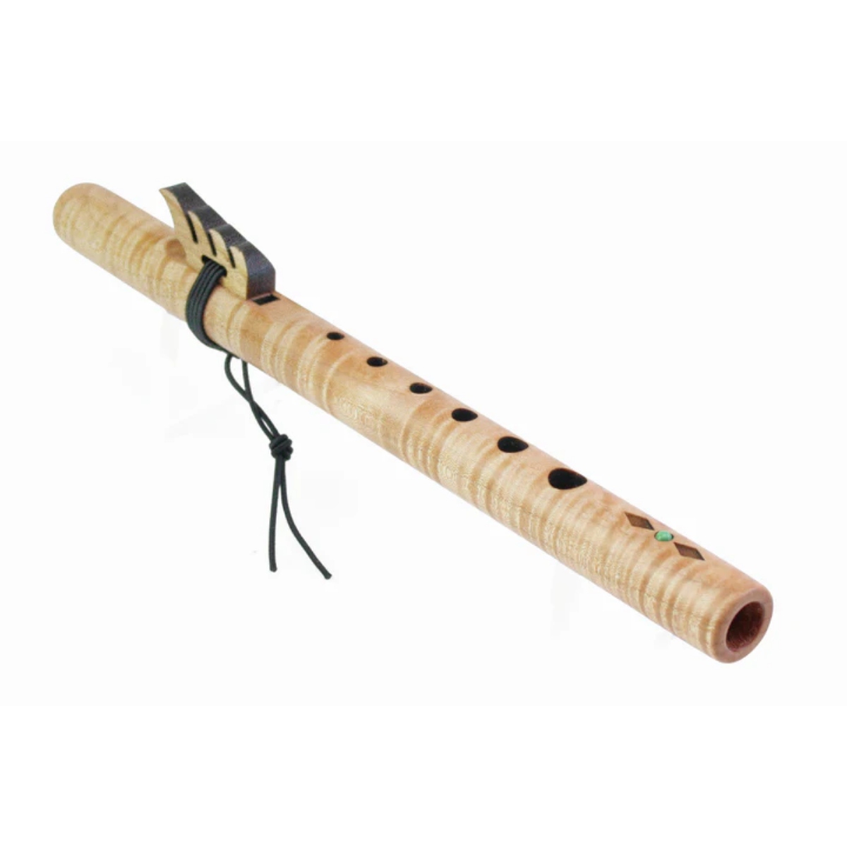 ポケットフルート “A調” キルテッドメイプル材+ターコイズ装飾　#601-QMT